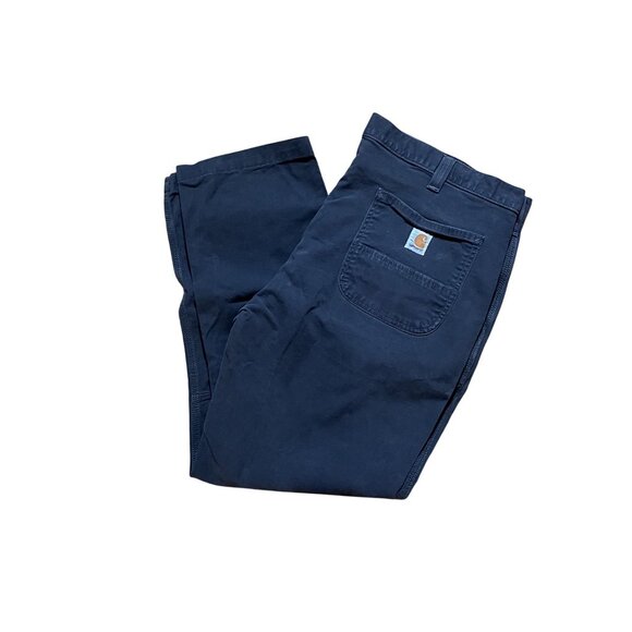 Carhartt Mens Straight Fit Pants 40x30 Blue Cotton Blend Durable Workwear - Picture 1 of 4